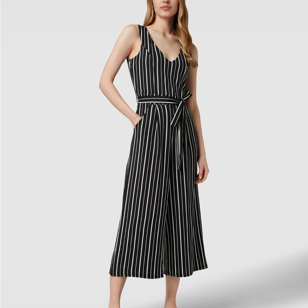 Apricot Designer Black And White Striped Jumpsuit 4 Flowy Crop Wideleg